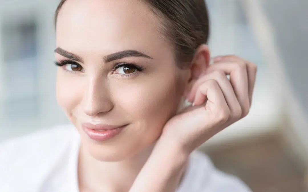 attractive girl taking care about her beauty