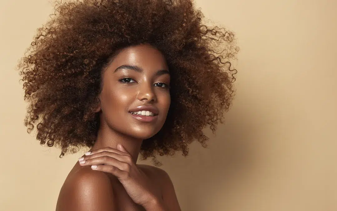 beauty portrait of african american woman with clean healthy skin
