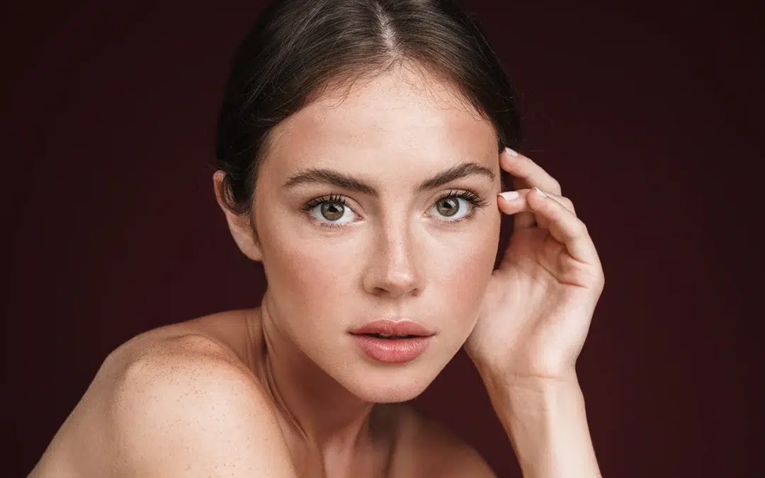 image of young half naked woman posing and looking at camera