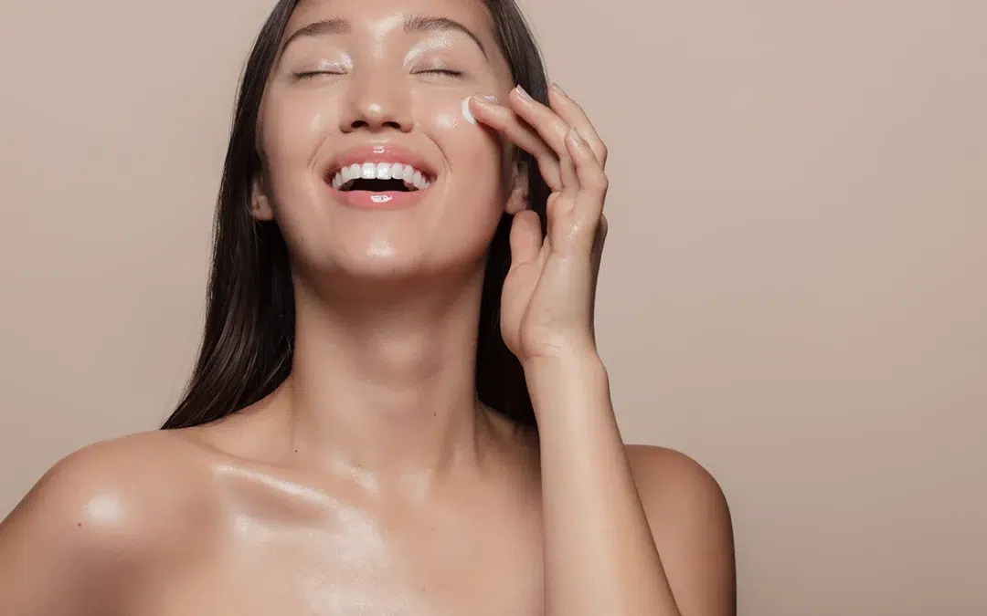 woman happy with her beauty regime