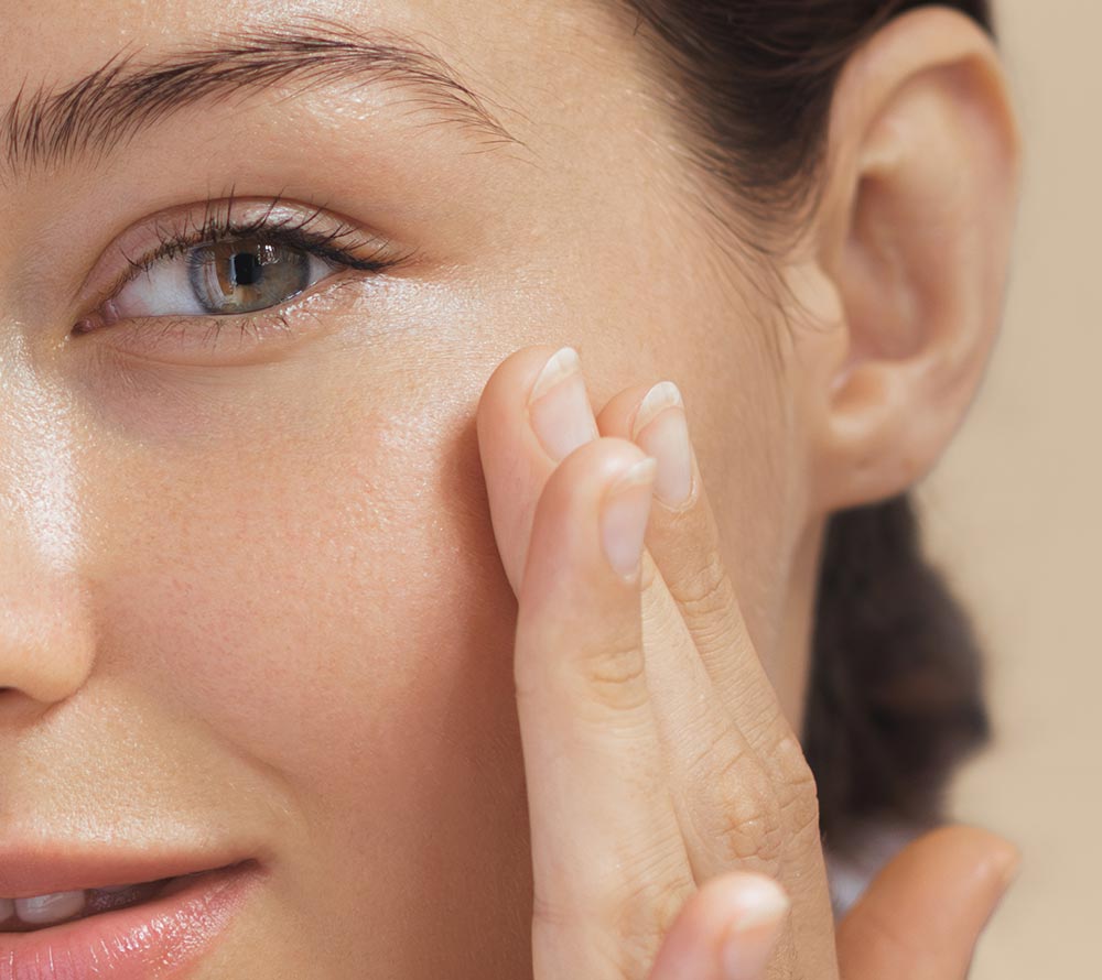 Crop Photo of Cosmetics Skin Care Concept Photo of Close up Woman Perfect Face with Hydrated Skin