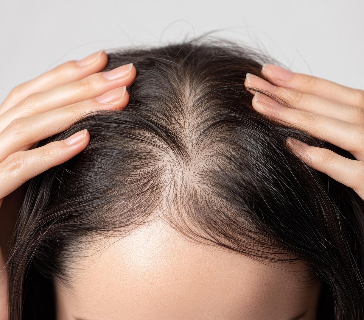 Close up photography capturing hair loss hands examining thinni