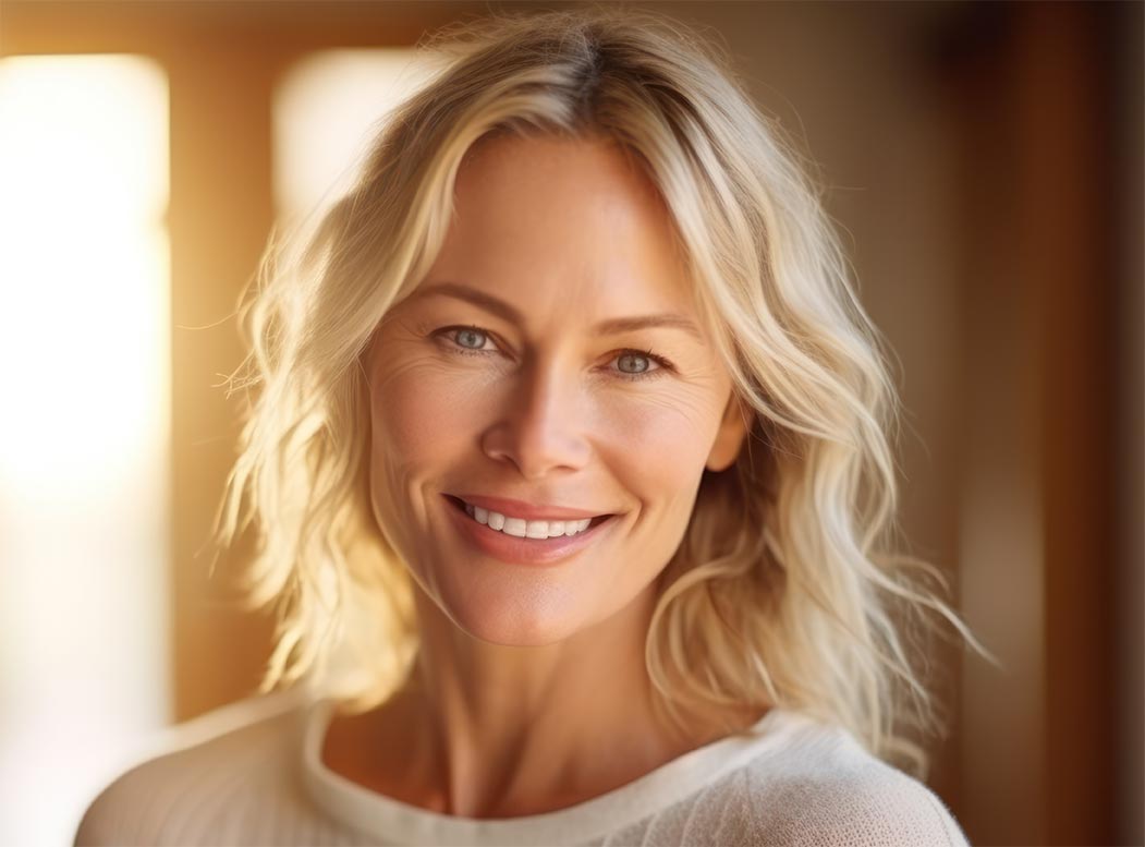 Beautiful middle-aged women smile.