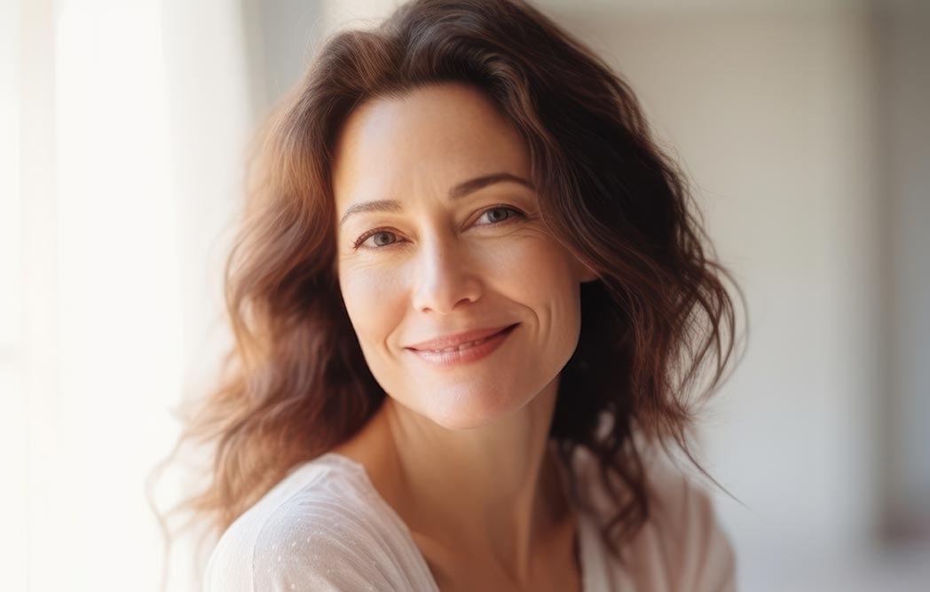 Beautiful middle-aged women smile.