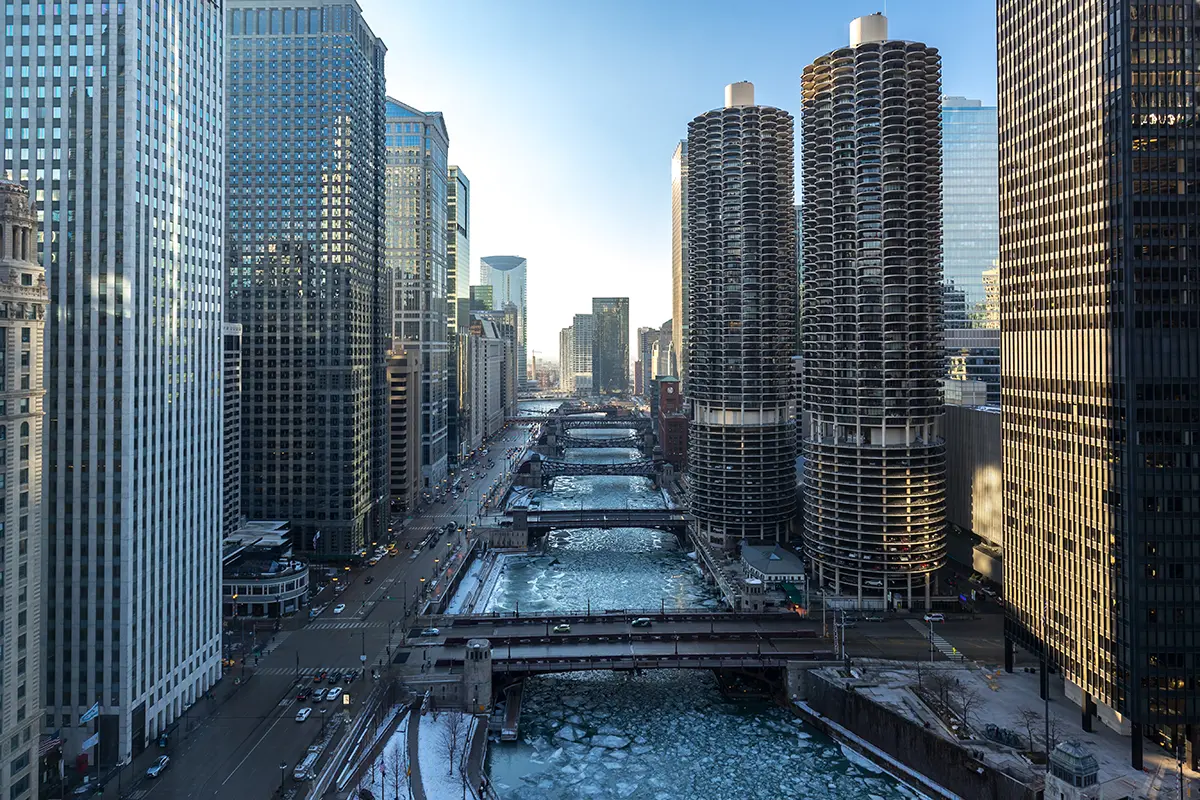 Top Winter Skincare Treatments chicago downtown river bridges and buildings skyline